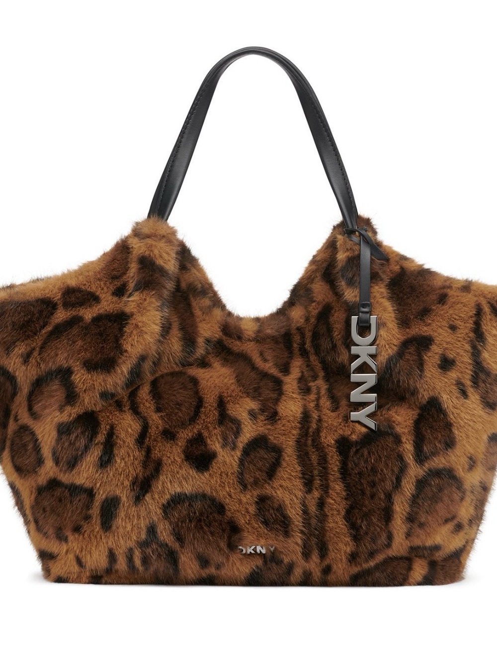 DKNY Leopard Faux-Fur Tote in Brown and Black